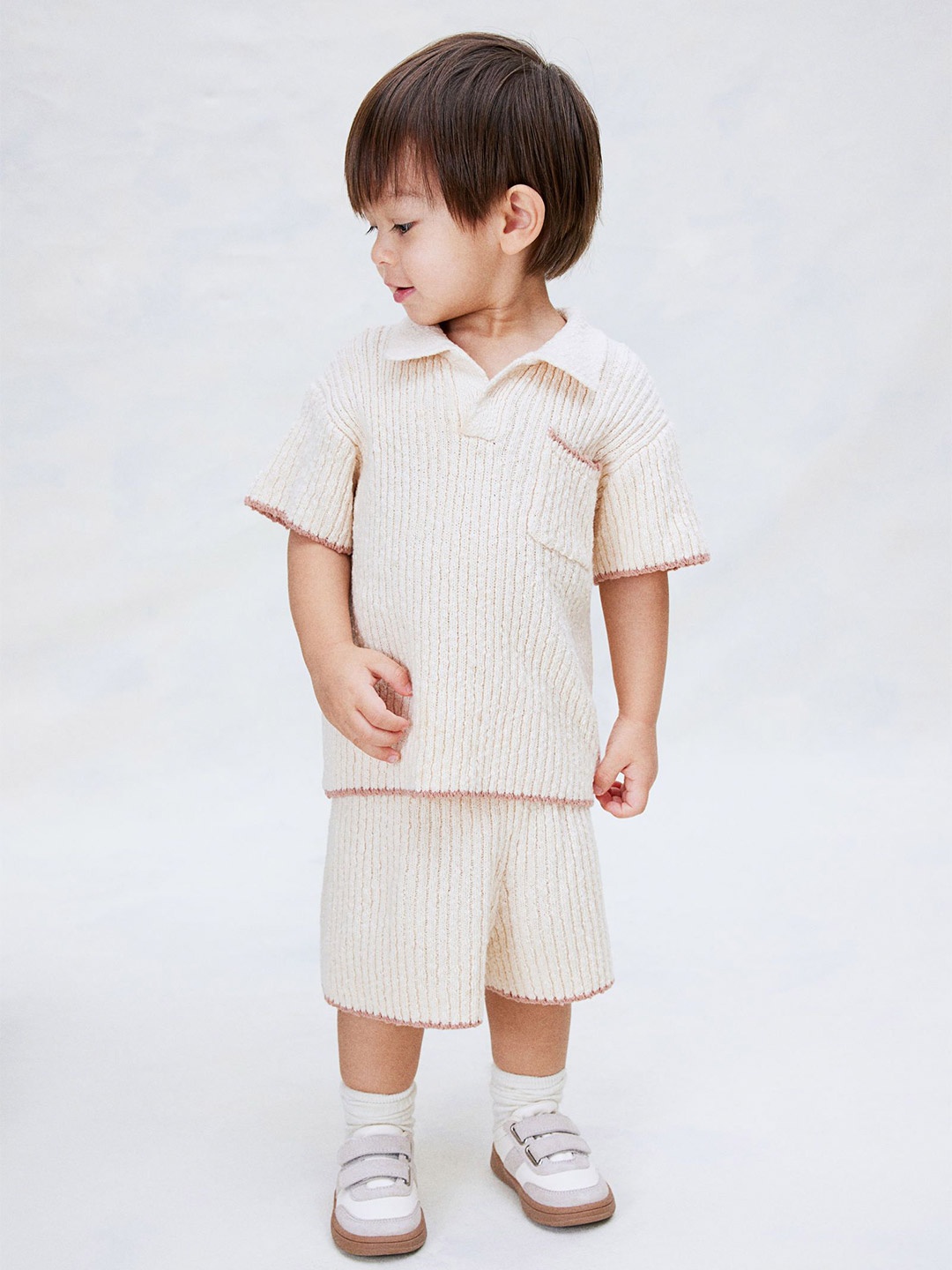 

H&M 2-Piece Boucl-Knit Set, Beige