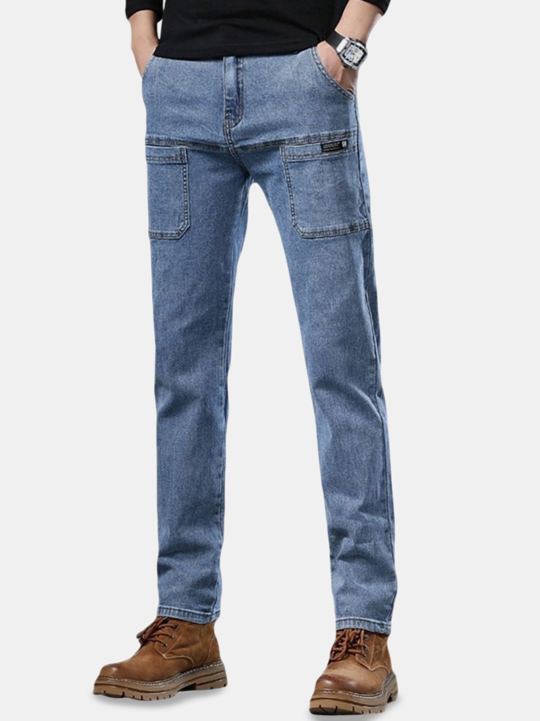 

Mast & Harbour Men Regular Fit Mid-Rise Jeans, Blue