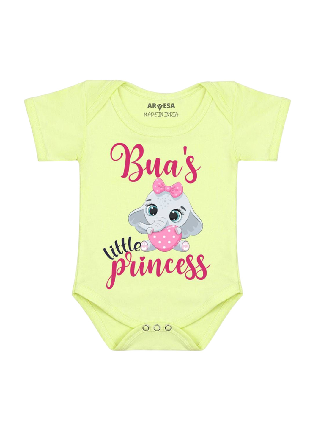 

Arvesa Kids Bua Little Princess Printed Romper, Yellow