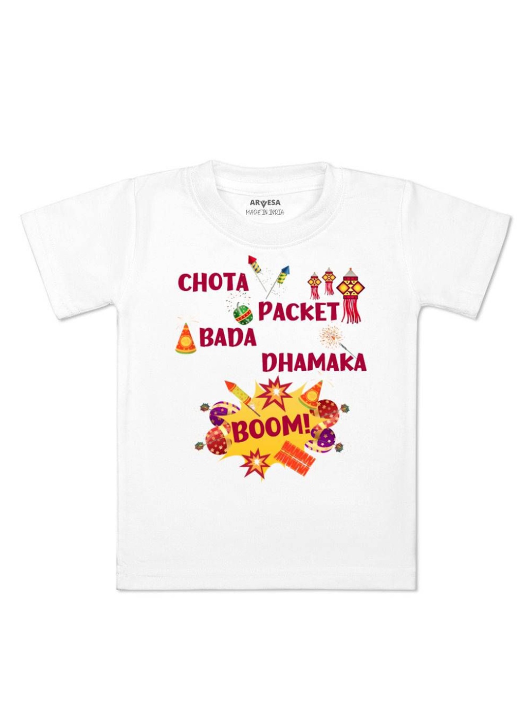 

Arvesa First Diwali Printed Kids Unisex T-shirt, White