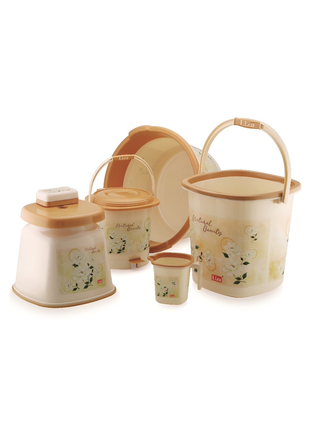 

NABHYA Beige 6 Pieces Printed Bathroom Accessories Set