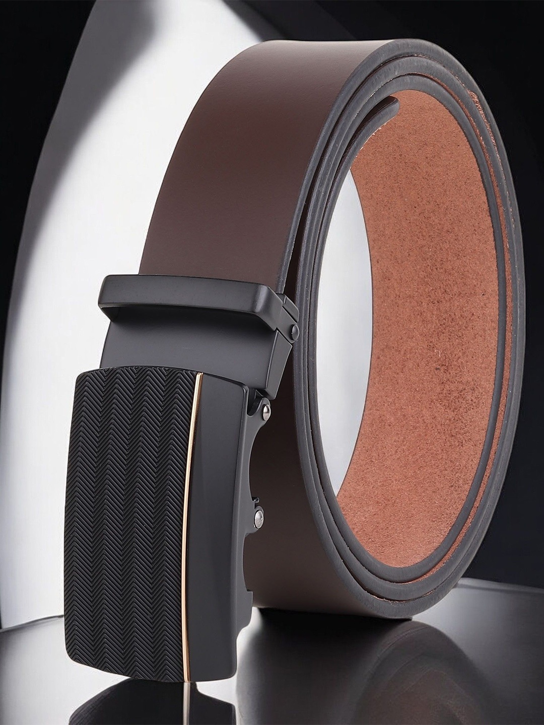 

Metronaut Men Leather Formal Belt, Brown
