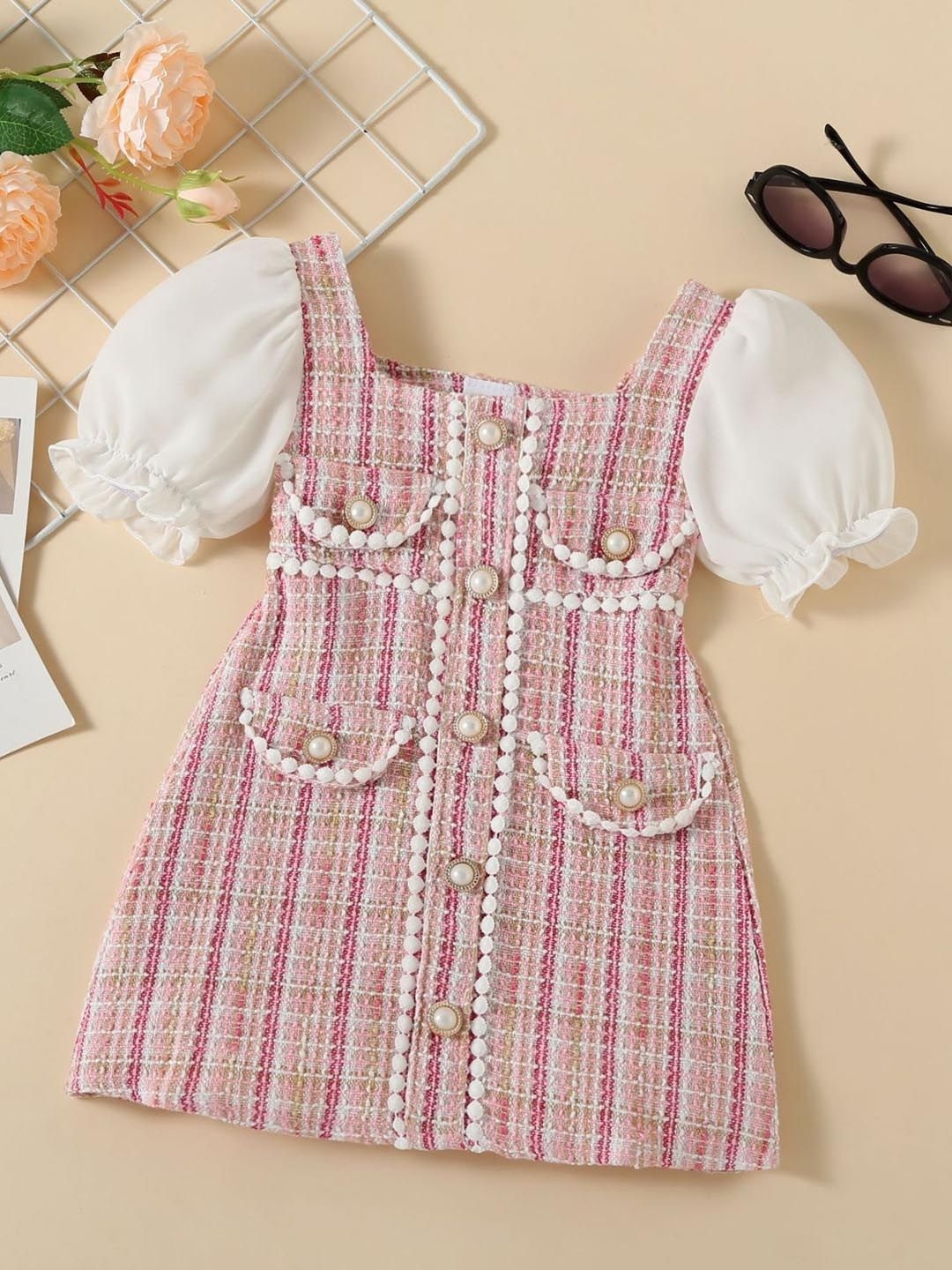 

Xsole Striped A-Line Dress, Pink