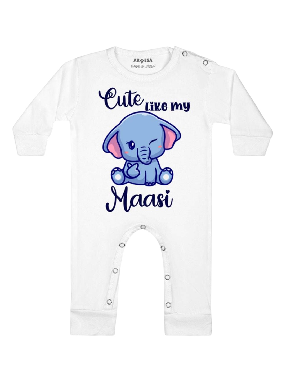 

Arvesa Kids Printed Baby Romper, White