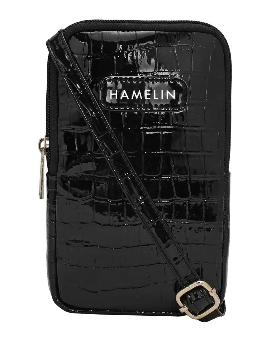 

HAMELIN PU Structured Sling Bag with Applique, Black