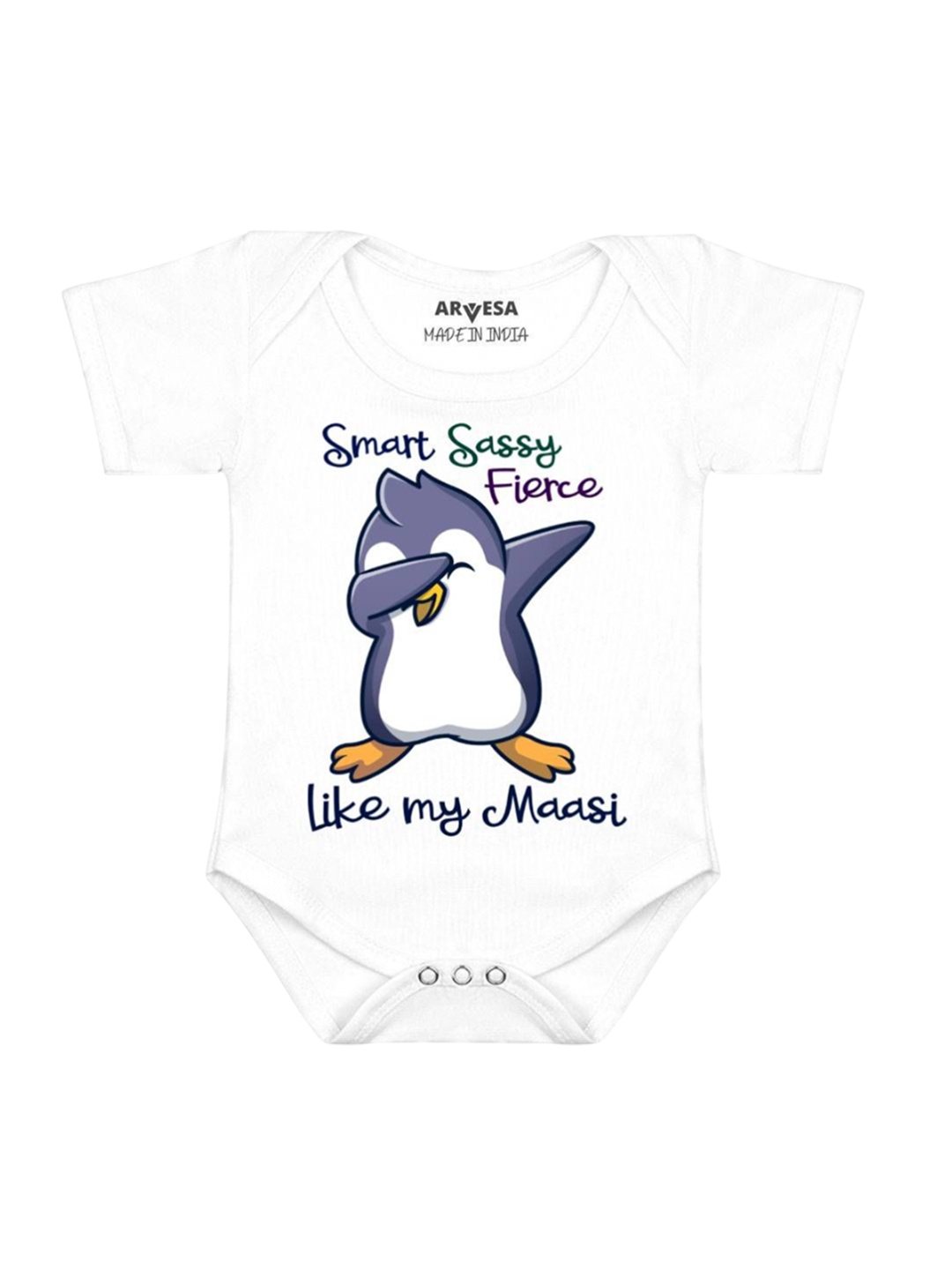 

Arvesa Kids Smart Sassy Like My Maasi Printed Romper, White