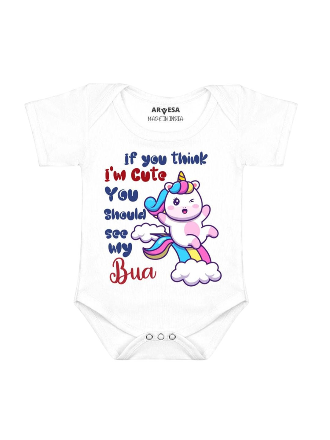 

Arvesa I Am Cute You Should See My Bua Printed Romper, White