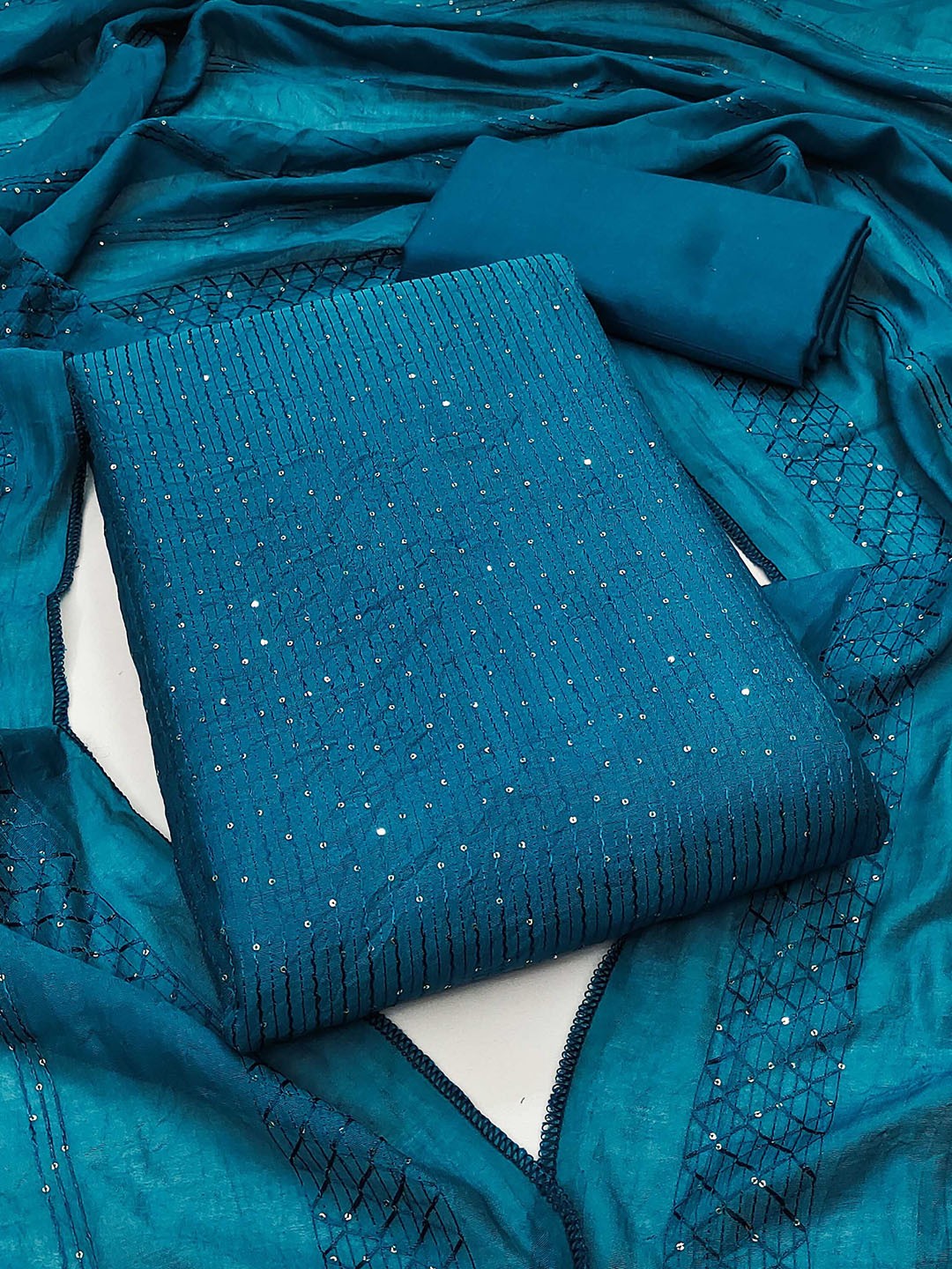 

SAINOOR Embroidered Unstitched Dress Material, Blue