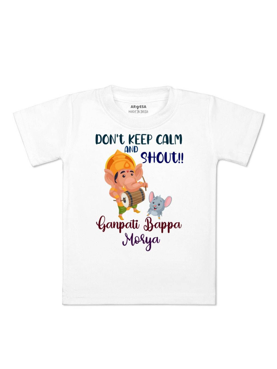 

Arvesa First Ganpati Printed Kids Unisex T-shirt, White