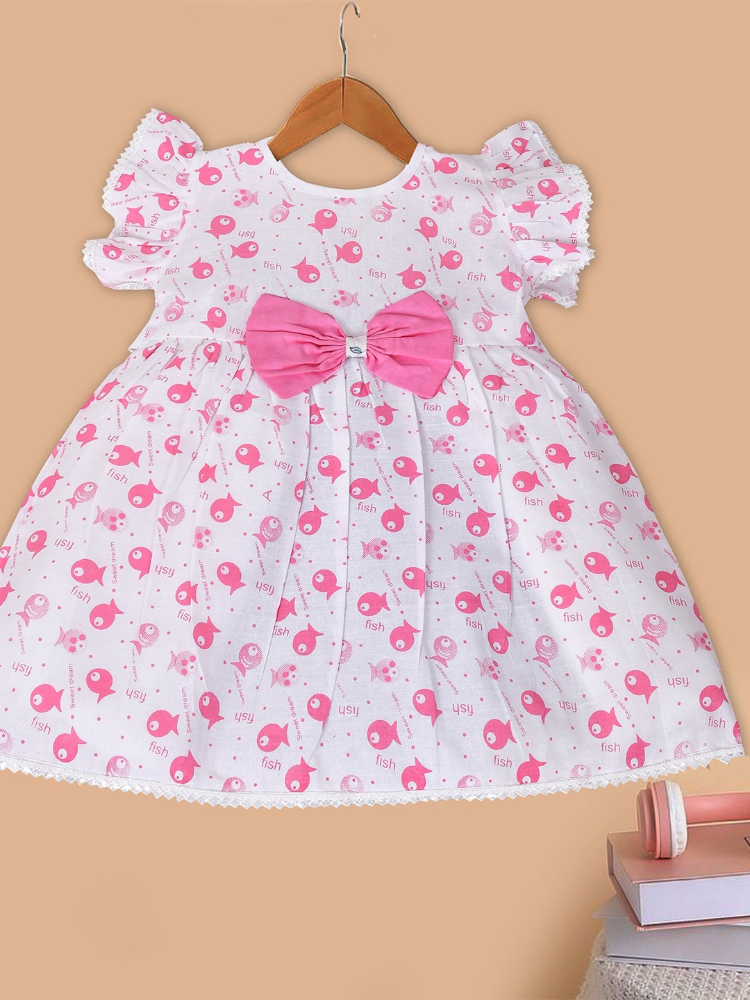 

Sevgi Animal Print Flared Sleeve A-Line Dress, Pink