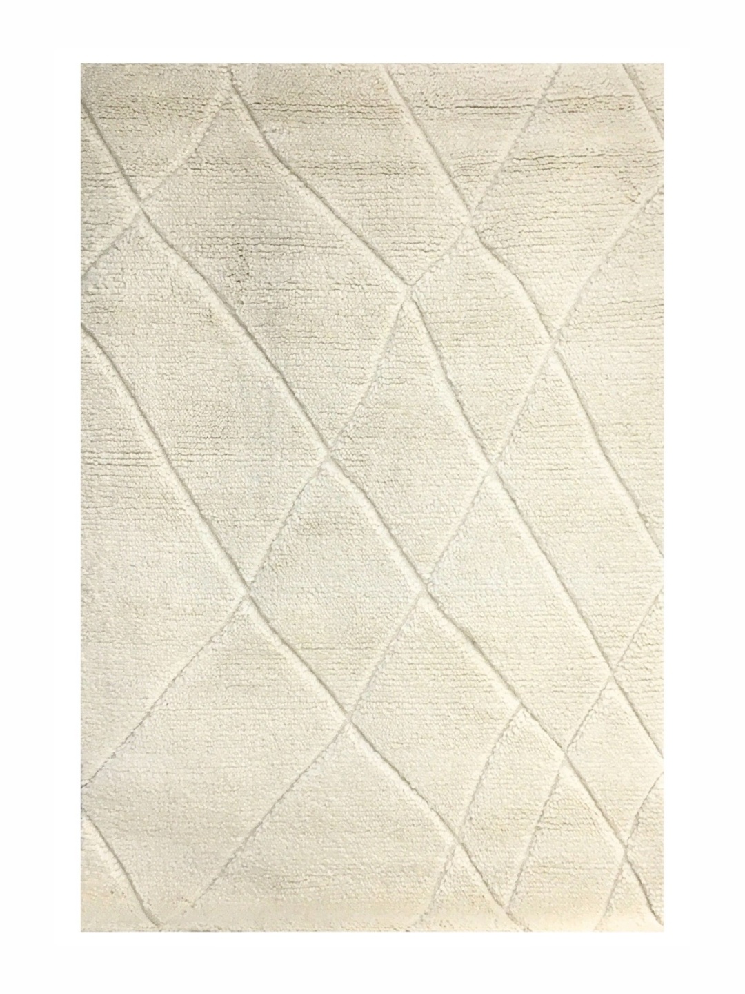 

HummingHaus White Geometric Printed Woollen Anti-Skid Carpet