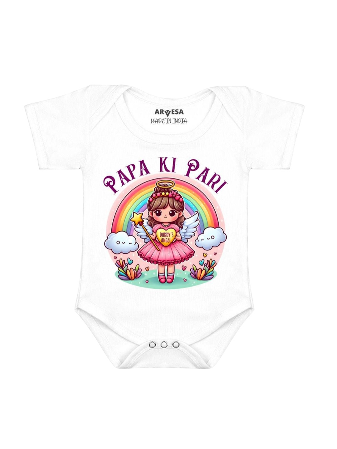 

Arvesa Kids Papa Ki Pari Printed Romper, White