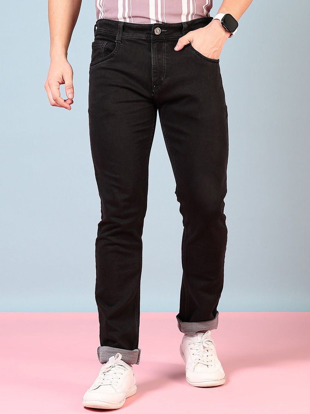 

V-Mart Men Regular Fit Mid-Rise Jeans, Black