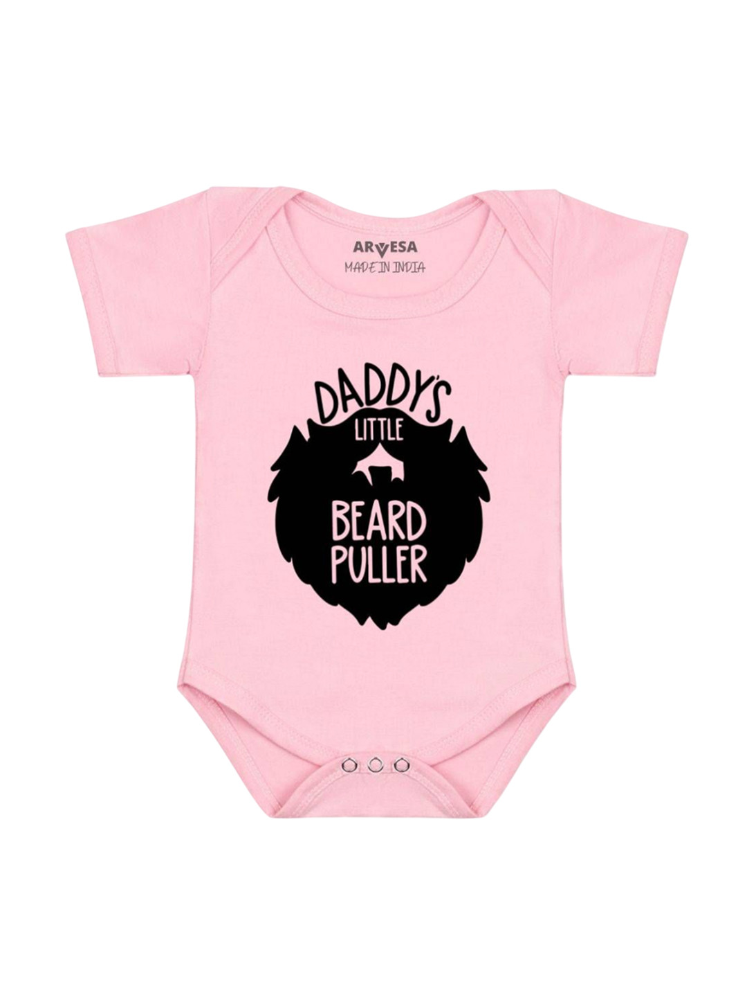 

Arvesa Kids Daddy Little Beard Puller Printed Romper, Pink