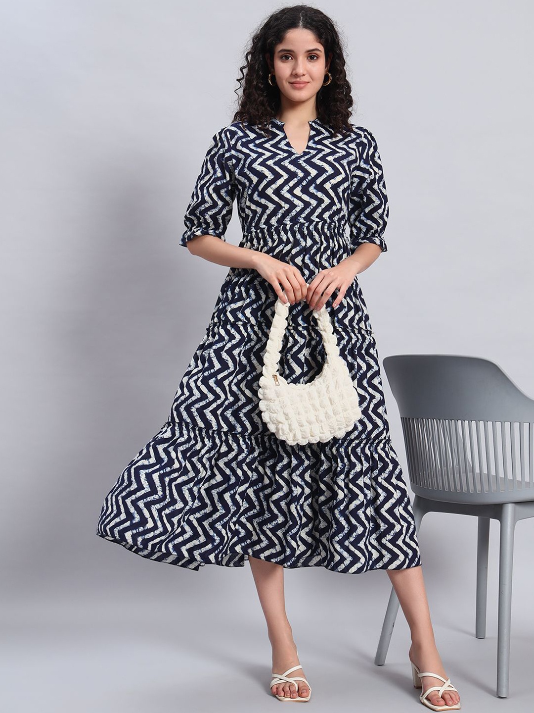 

PIDAVLIYA'S Print A-Line Midi Dress, Blue