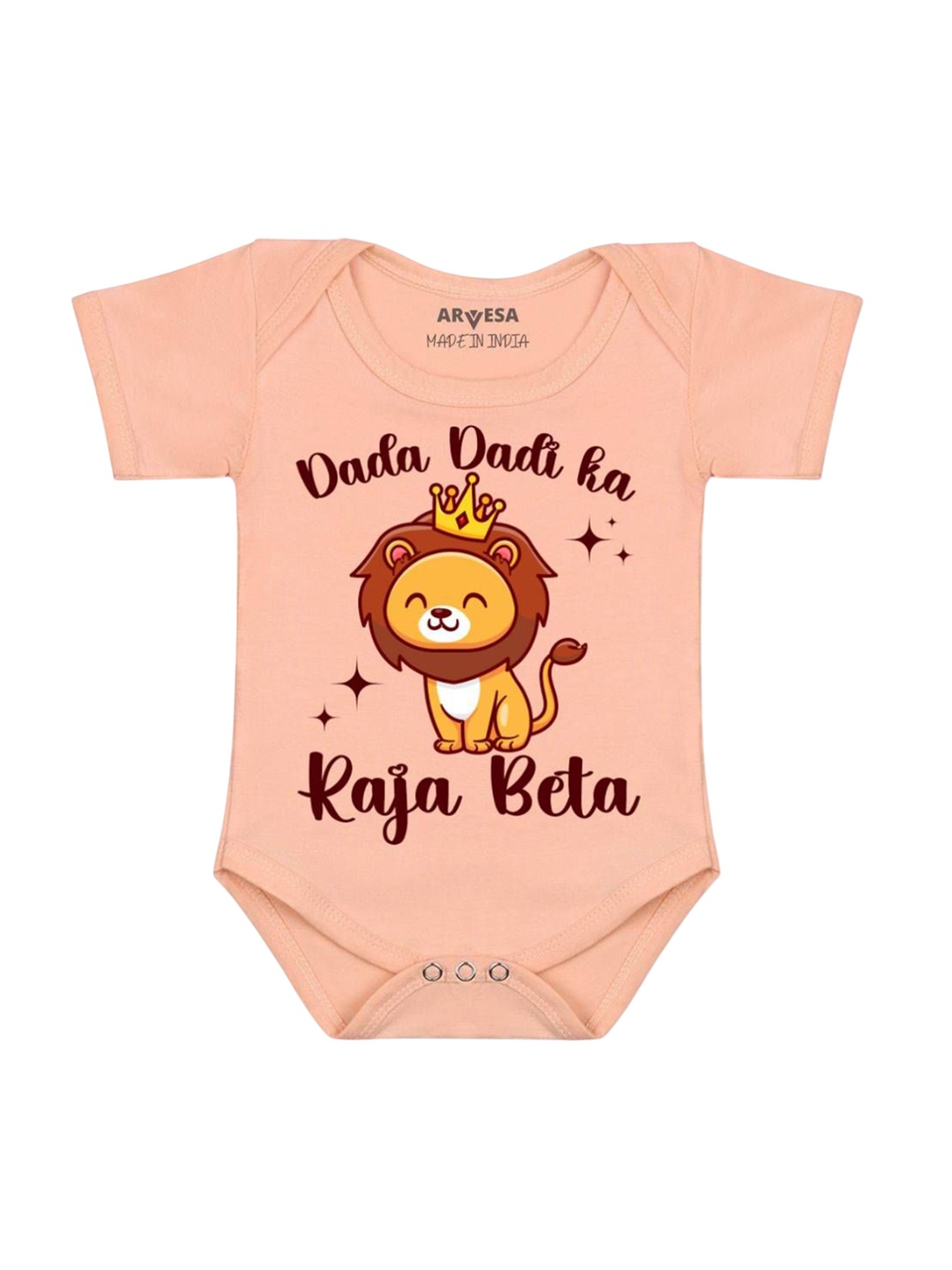 

Arvesa Infants Kids Dada Dadi Ka Raja Beta Printed Cotton Romper, Peach