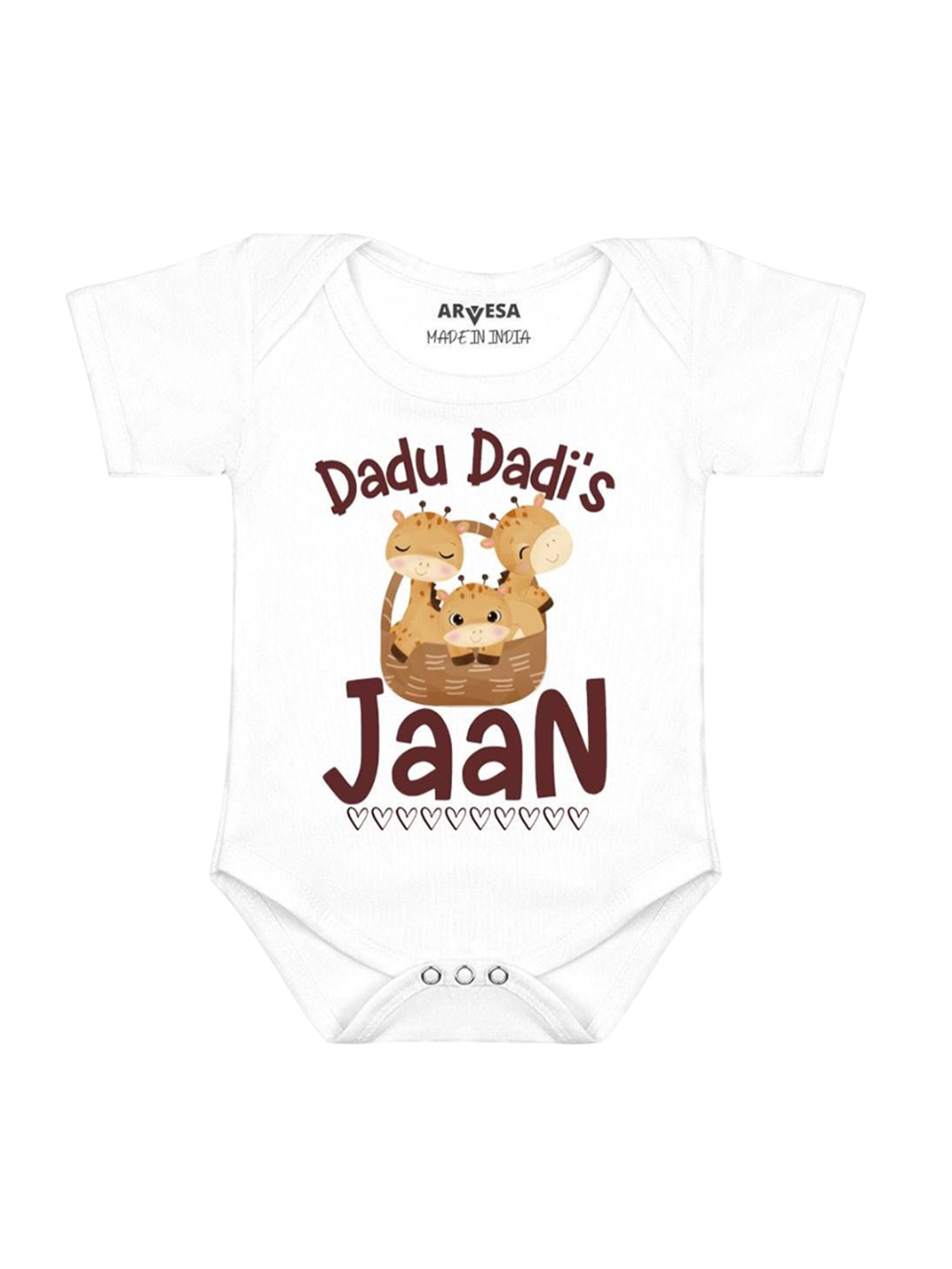 

Arvesa Kids Dada Dadi Jaan Printed Romper, White