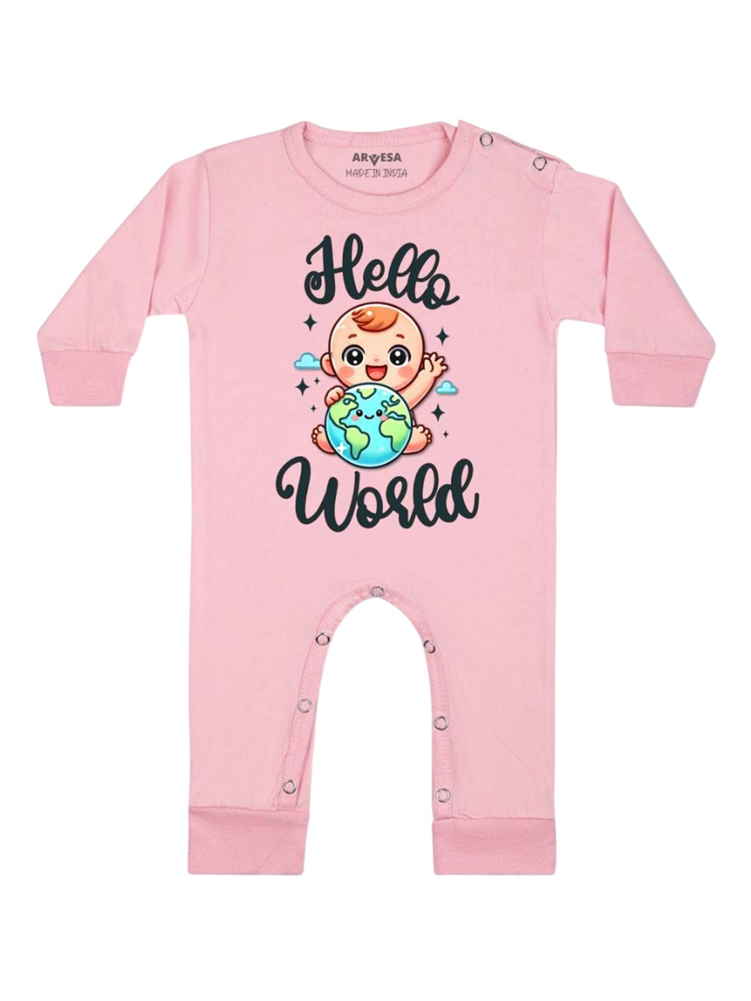 

Arvesa One Month Baby Boy Printed Baby Romper, Pink