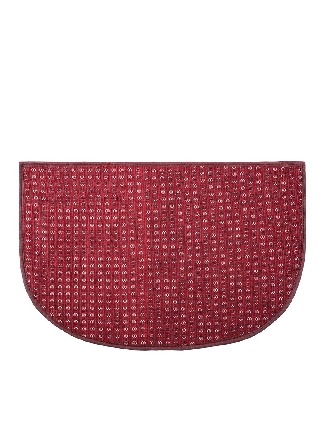 

Kuber Industries Maroon & Off White Printed Woollen D-Shaped Anti-Skid Door Mat