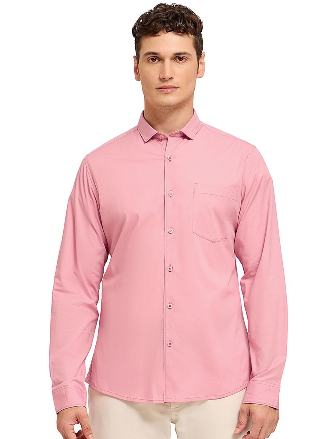 

Mast & Harbour Men Comfort Opaque Casual Shirt, Pink
