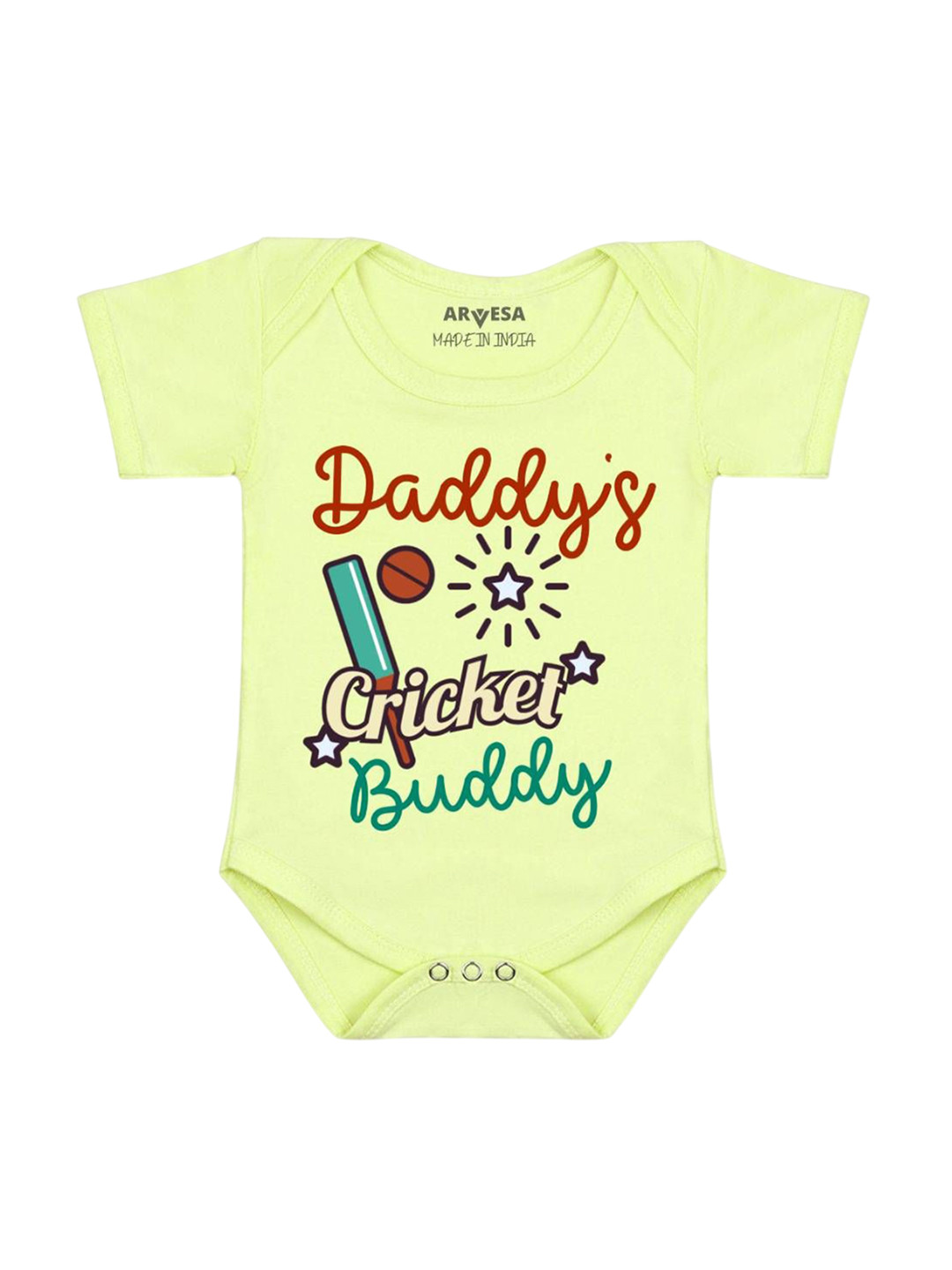 

Arvesa Kids Daddy Cricket Buddy Printed Romper, Green