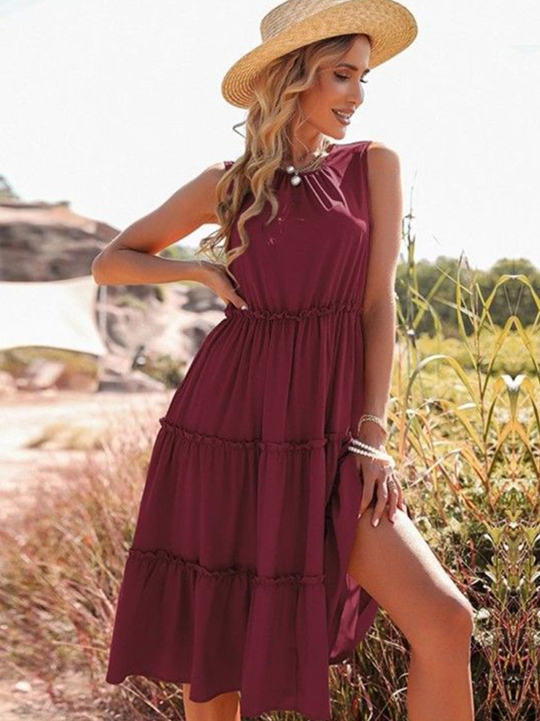 

HERE&NOW Empire Dress, Magenta