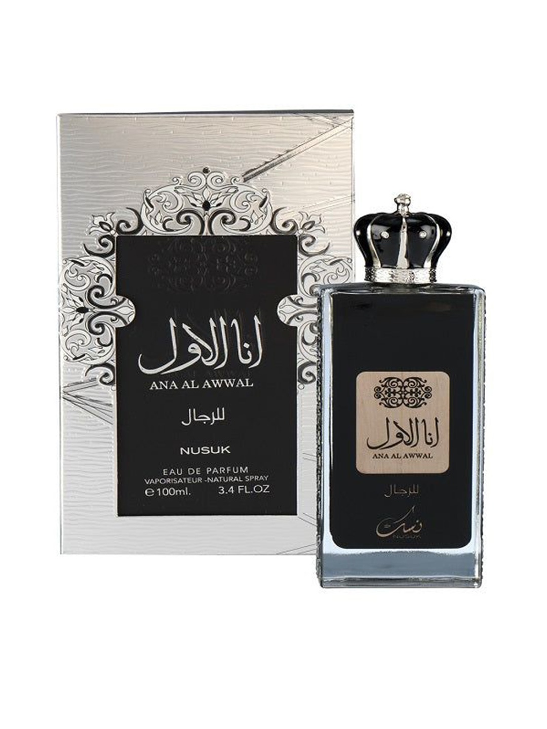 

NUSUK Men Ana Al Awwal Silver Long Lasting Imported Eua De Perfume For Men - 100ml, Black