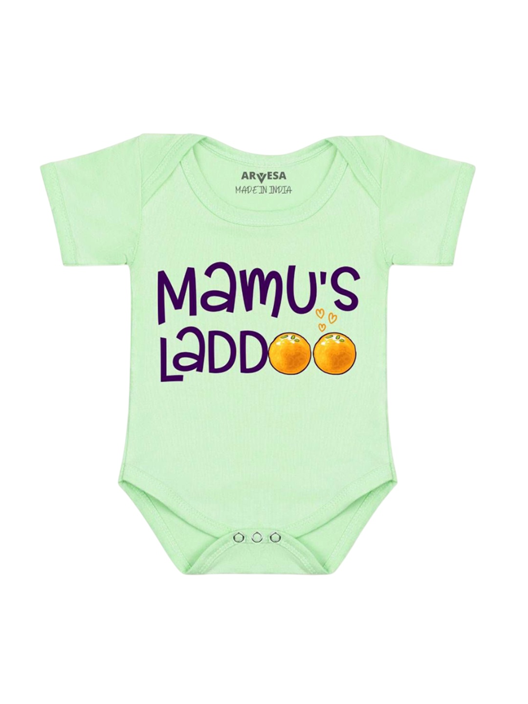 

Arvesa Mamu Laddoo Printed Romper, Green