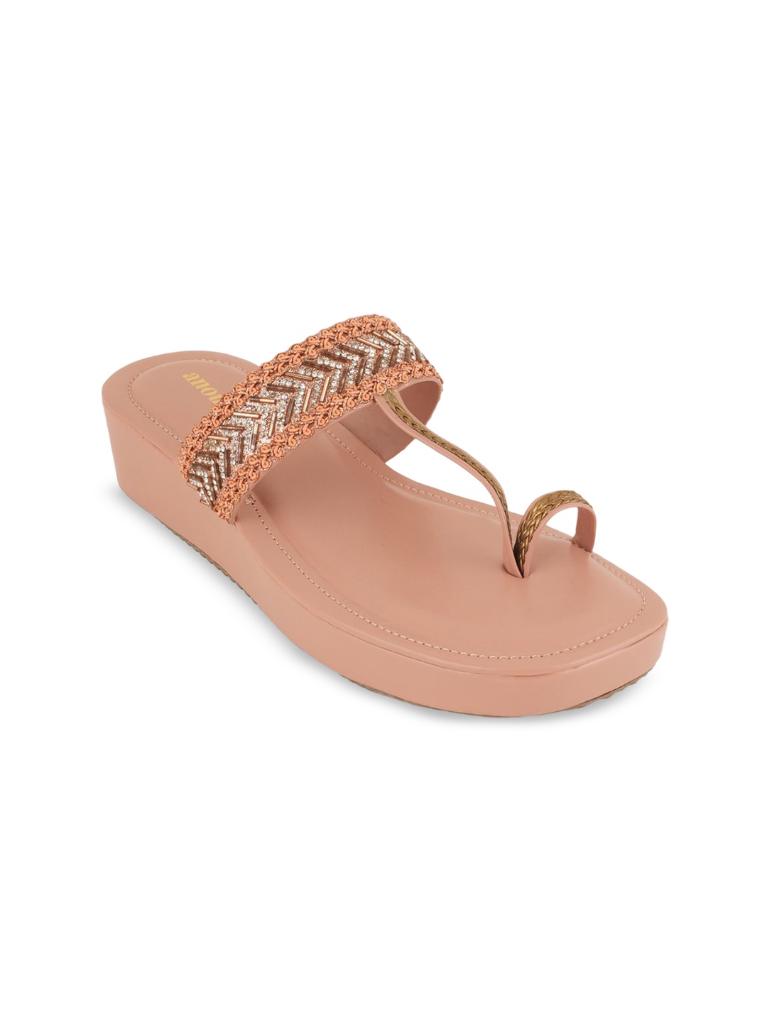 

Anouk Embellished Flatform Heel One Toe Sandals, Peach