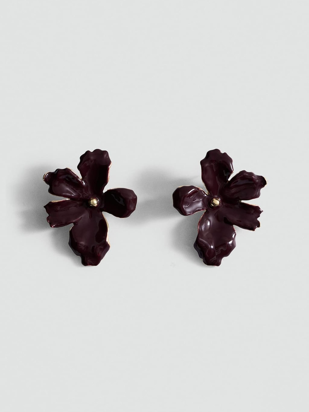 

MANGO Floral Shaped Studs Earrings, Maroon