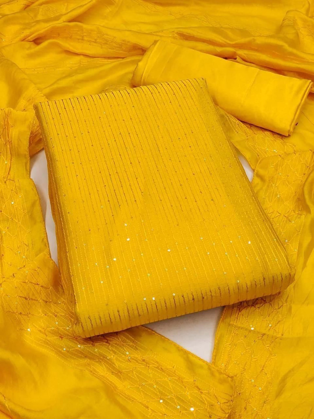 

BlissFlair Pure Cotton Unstitched Dress Material, Yellow