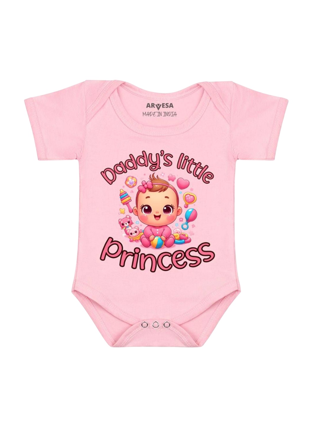 

Arvesa Kids Daddy Little Princess Printed Romper, Pink