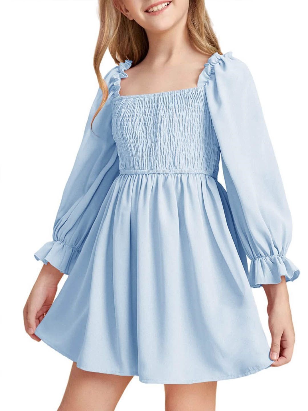 

Xsole Puff Sleeve Fit & Flare Mini Dress, Blue