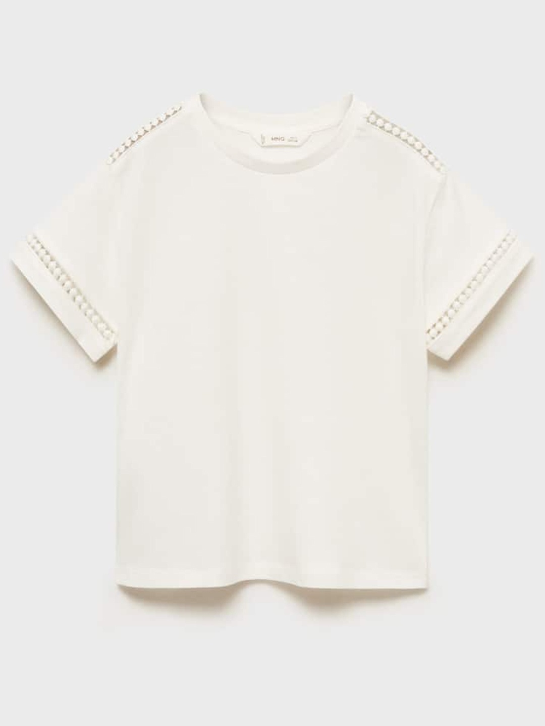 

Mango Kids Girls Lace Inserts Regular Cotton Top, Cream
