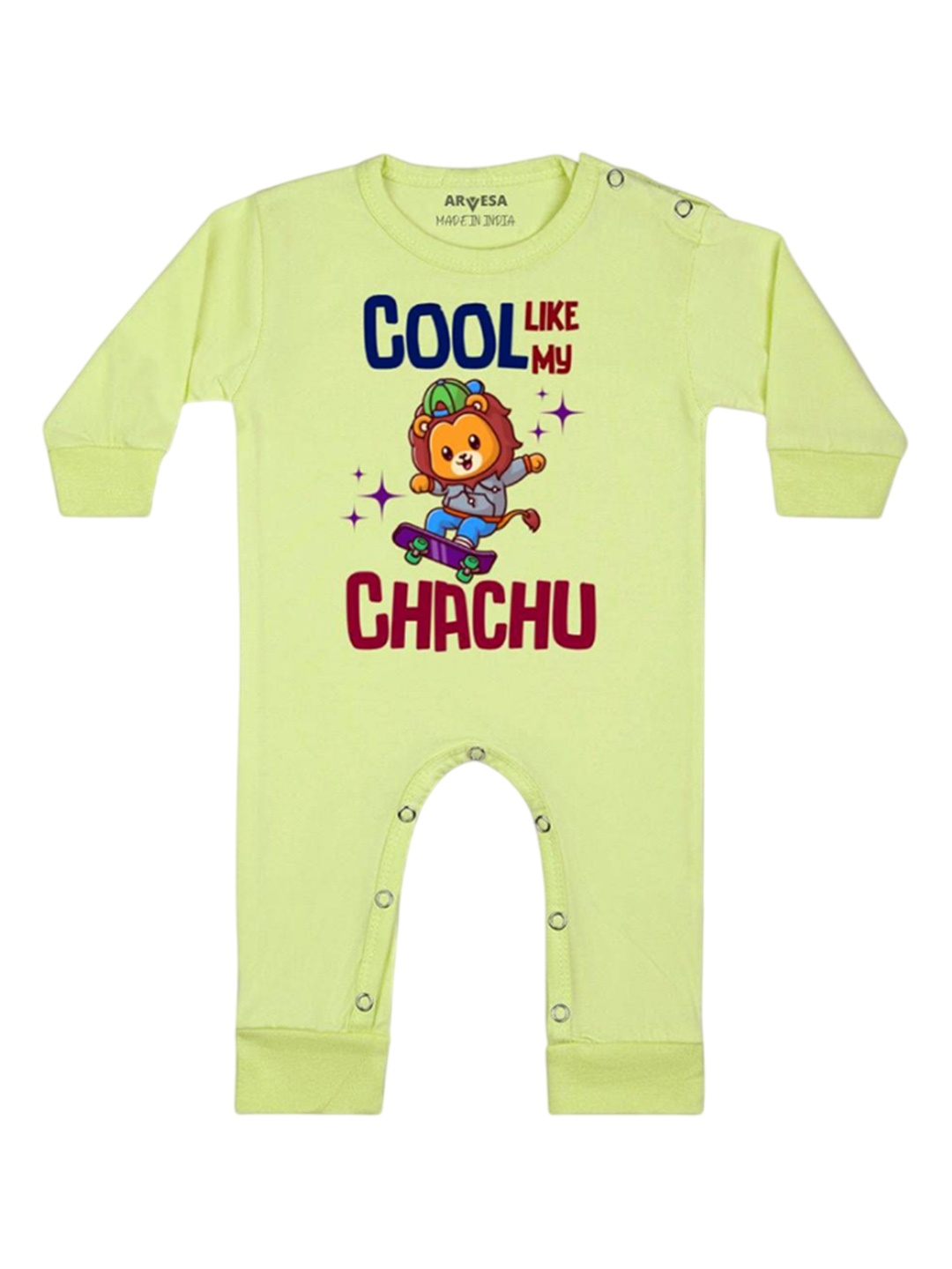 

Arvesa Kids Cool Like My Chachu Printed Baby Romper, Yellow