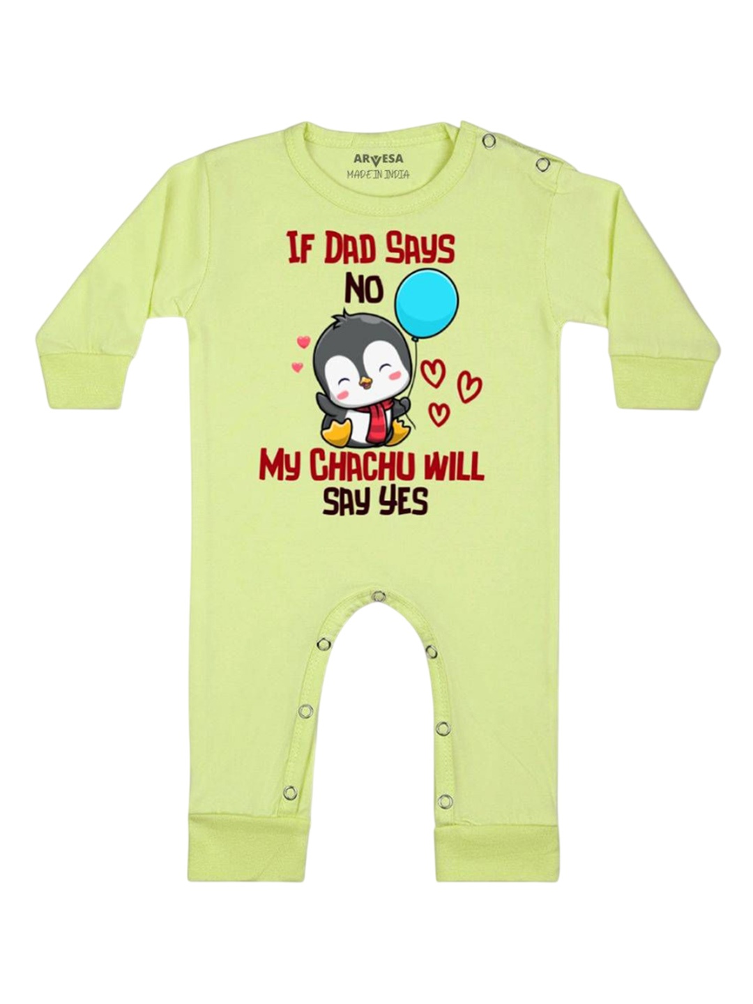 

Arvesa Kids If Dad Say No My Chachu Printed Baby Romper, Yellow