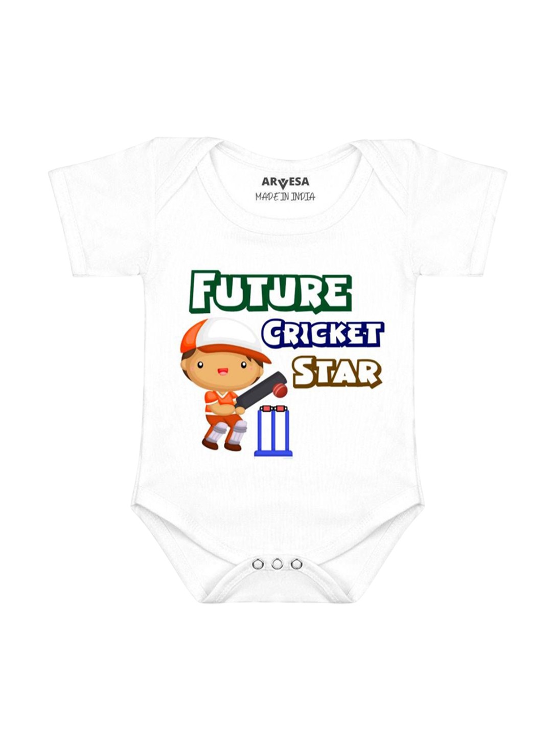 

Arvesa Kids Future Cricket Star Printed Romper, White