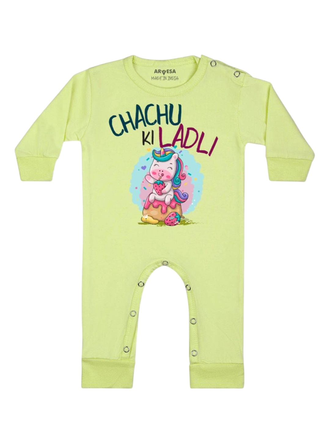 

Arvesa Kids Chachu Ki Ladli Printed Baby Romper, Yellow