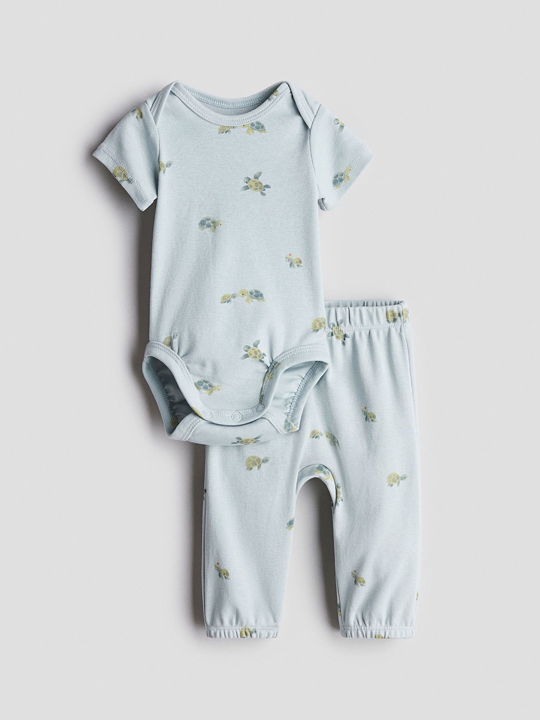 

H&M 2-Piece Cotton Jersey Set, Turquoise blue