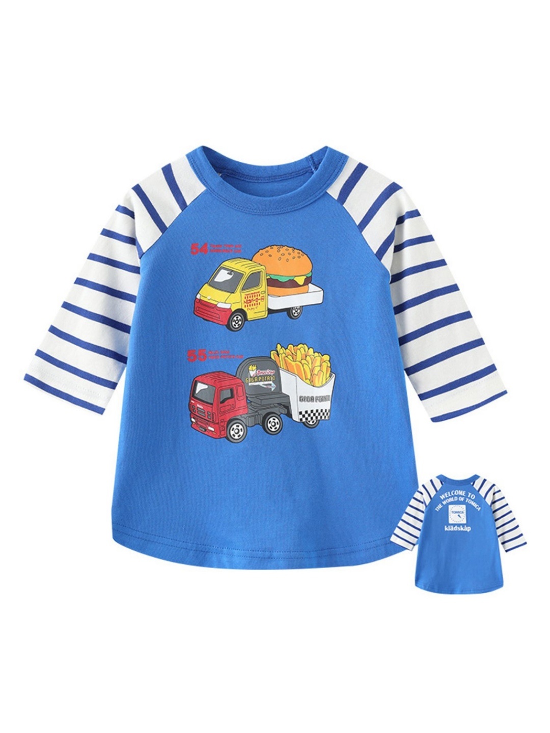 

LULU & SKY Boys Graphic Printed Round Neck Cotton T-shirt, Blue