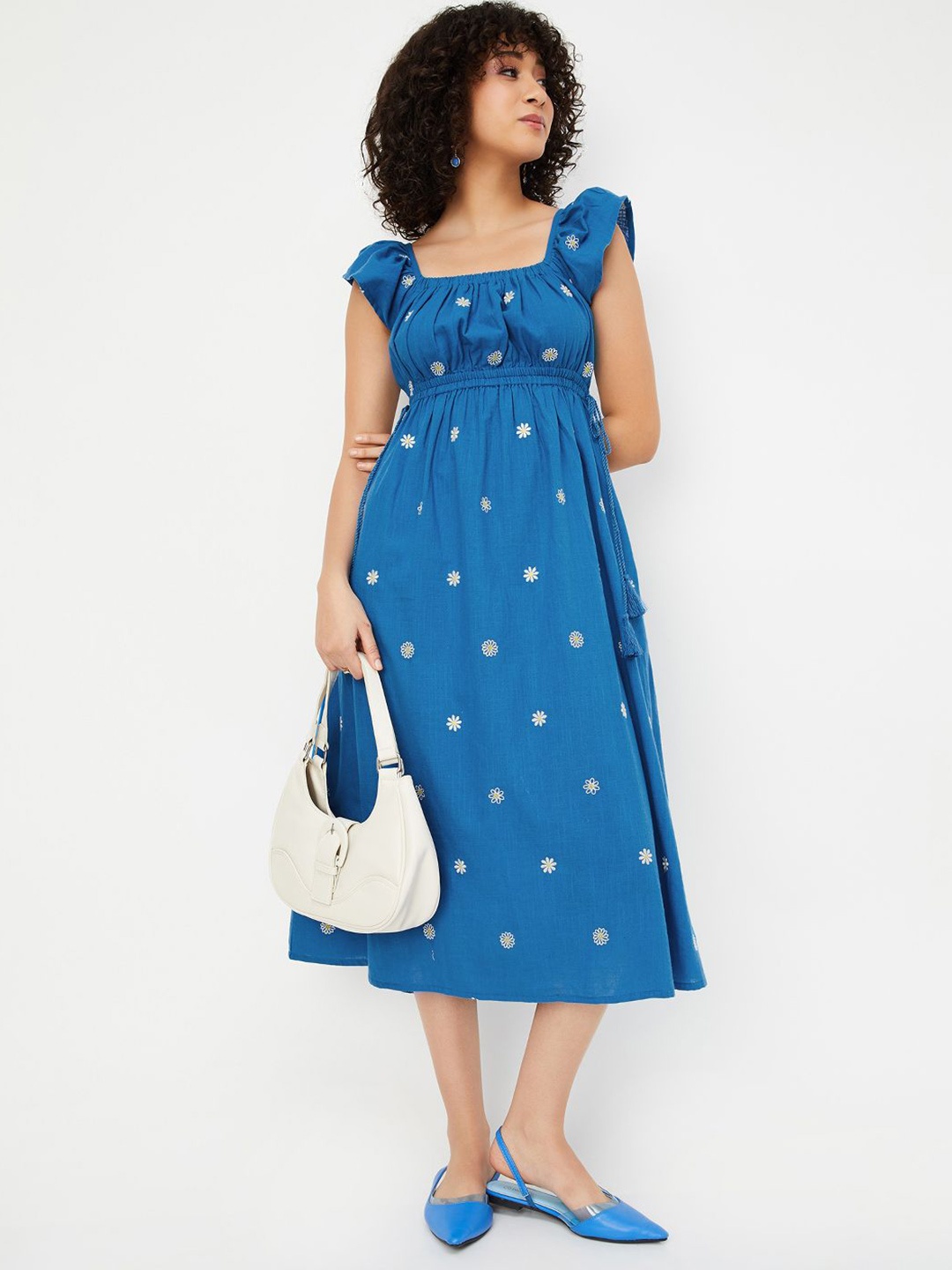 

max Print Empire Dress, Blue