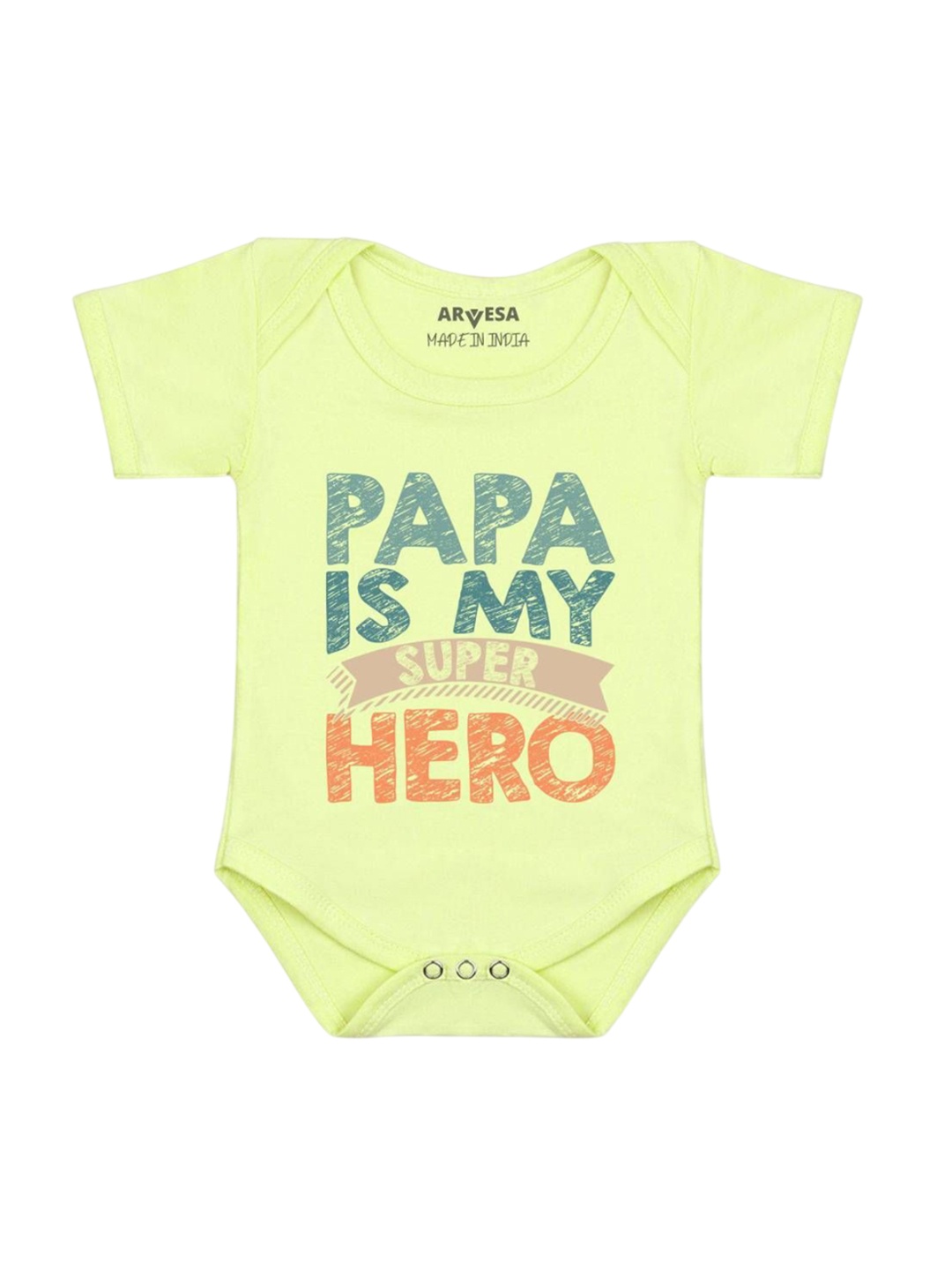 

Arvesa Infants Kids Papa Is My Super Hero Printed Cotton Romper, Yellow