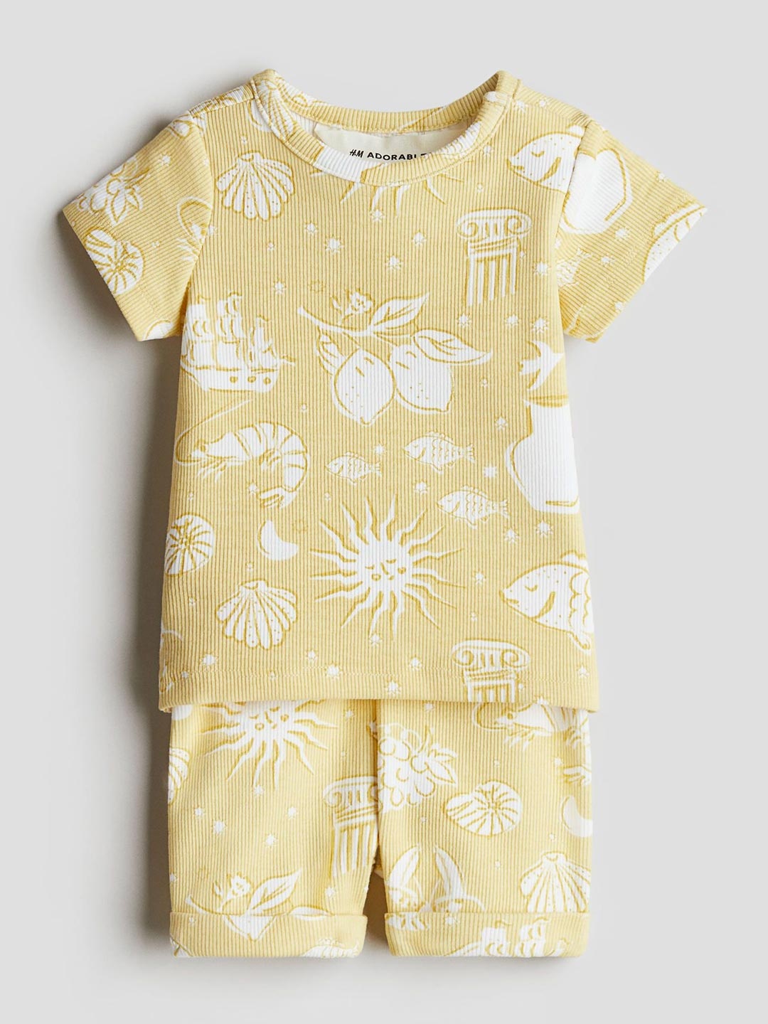 

H&M 2-Piece Ribbed Cotton Set, Yellow