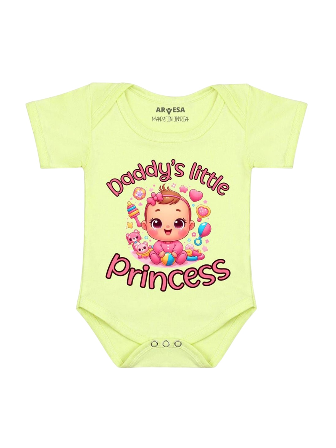 

Arvesa Daddy Little Princess Printed Romper, Yellow