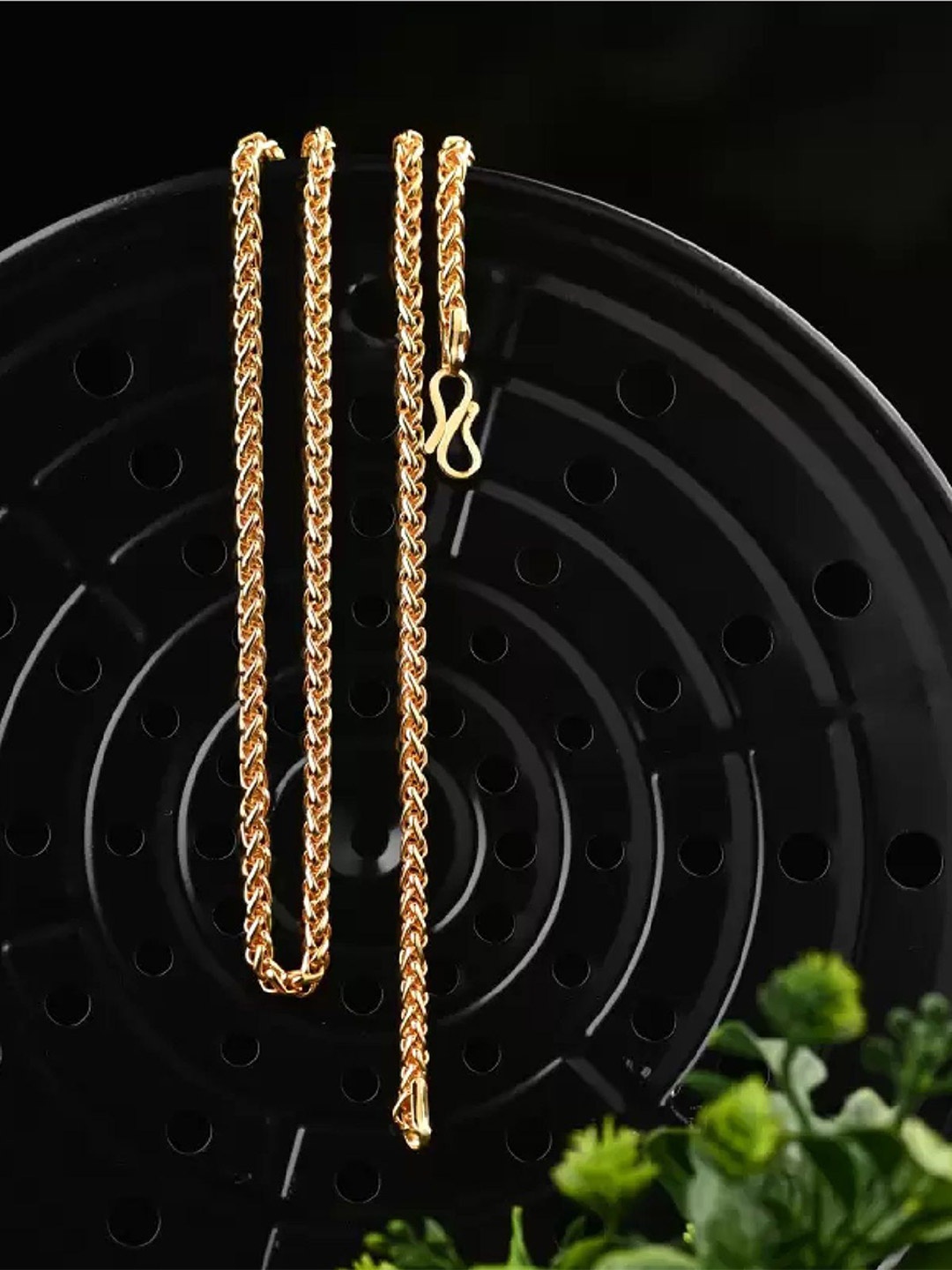 

Crazy Fashion Unisex Stainless Steel Gold-Plated Rice Chain