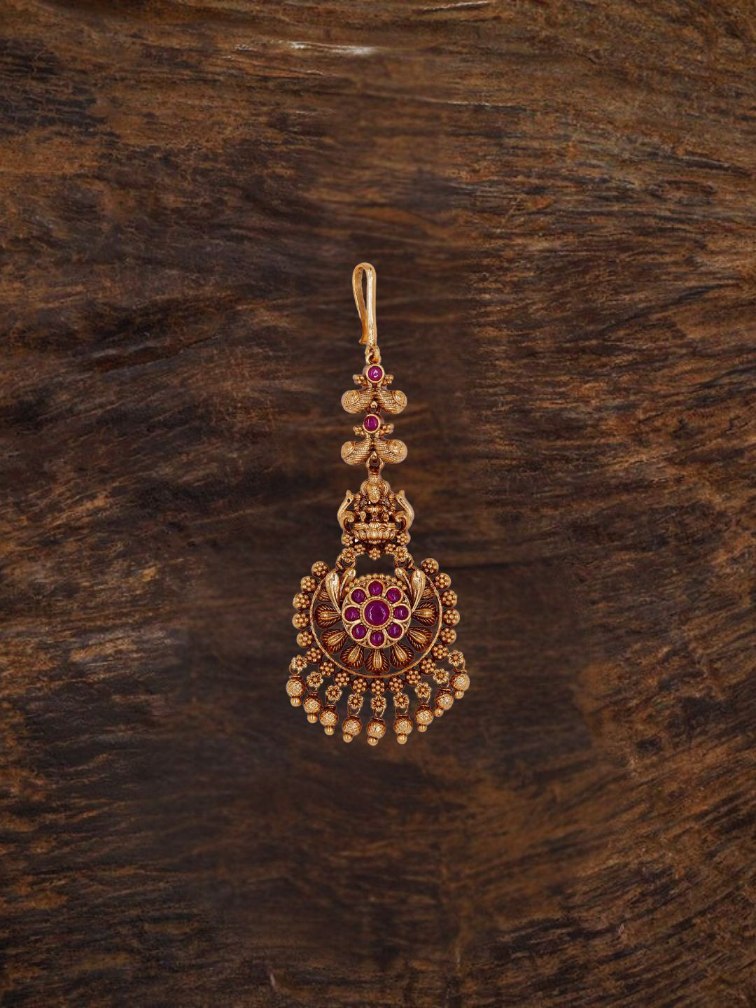 

South Temple Jewellery Gold-Plated Artificial Stones and Beads Studded Maang Tikka Head Jewellery