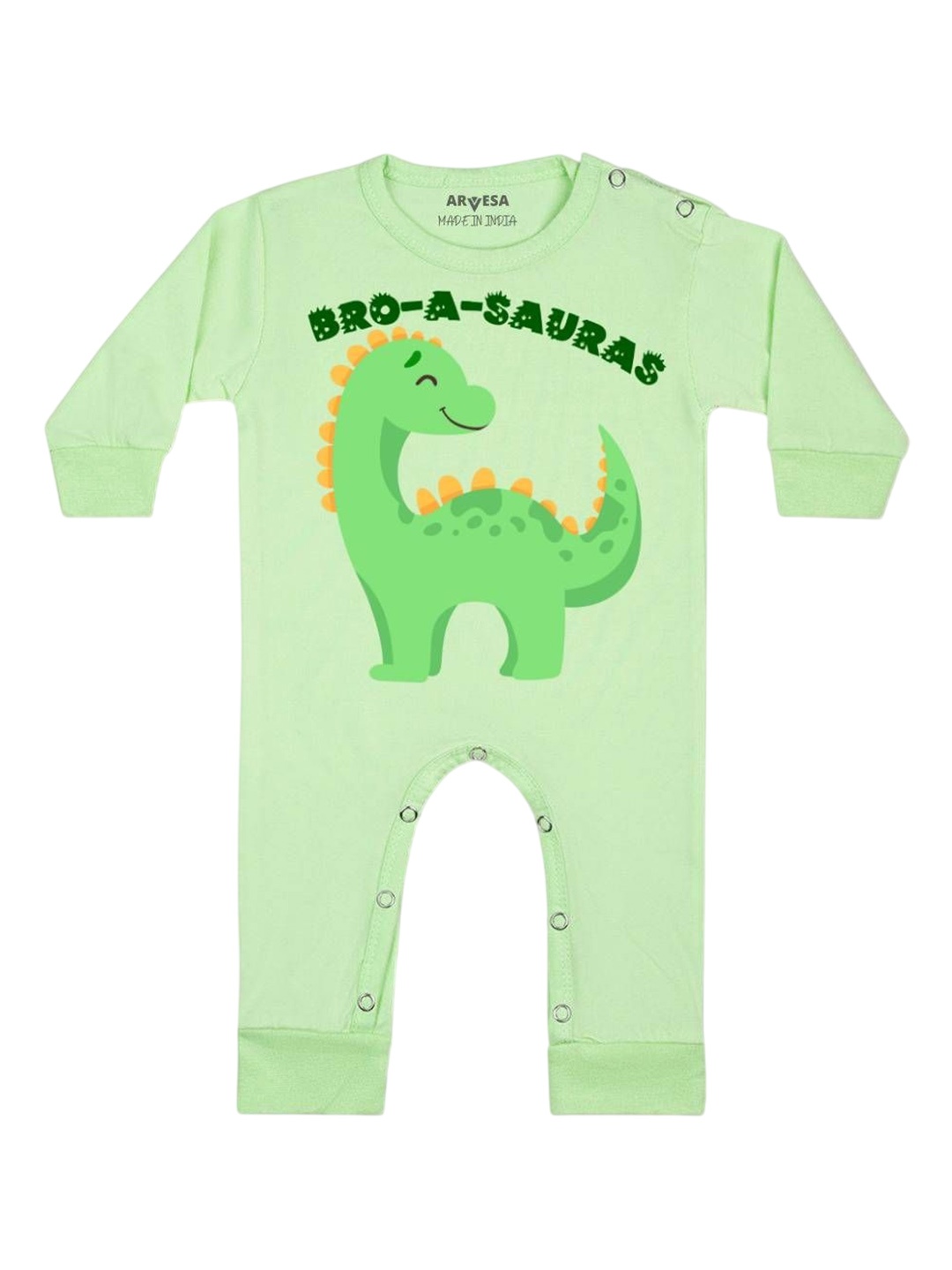 

Arvesa Kids Bro A Sauras Printed Baby Romper, Green