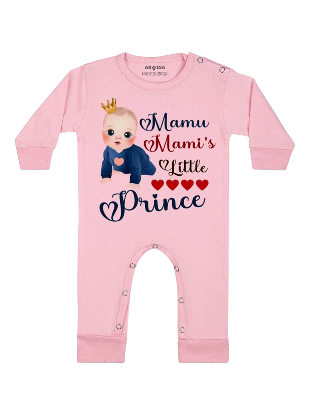 

Arvesa Kids Mamu Mami'S Little Prince Printed Baby Romper, Pink