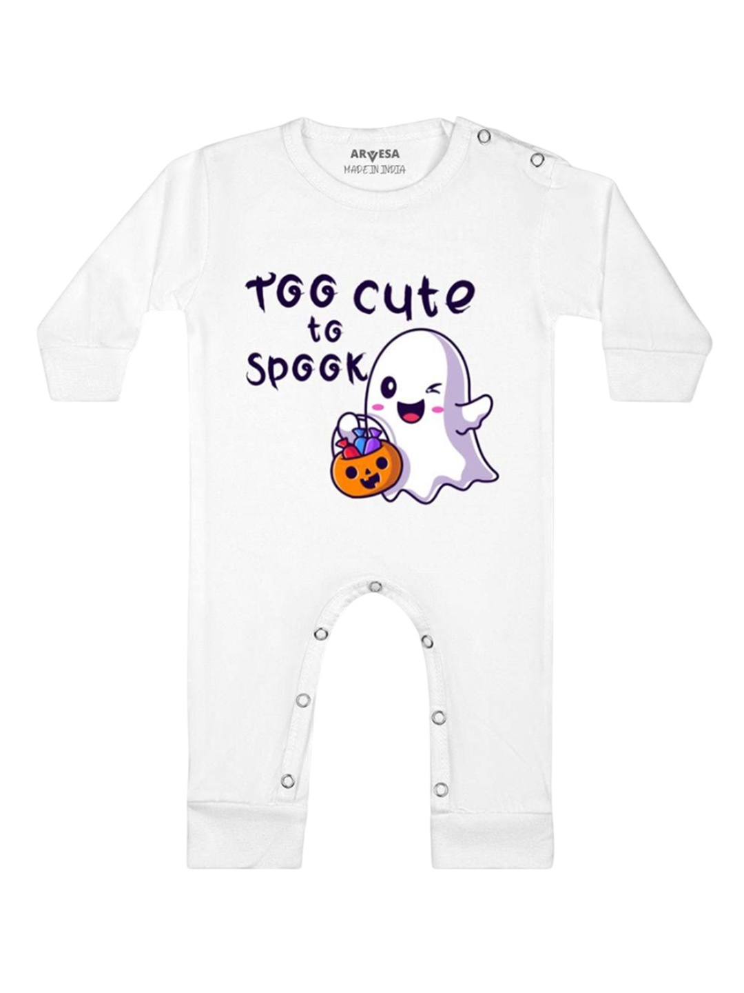 

Arvesa First Halloween Printed Baby Romper, White