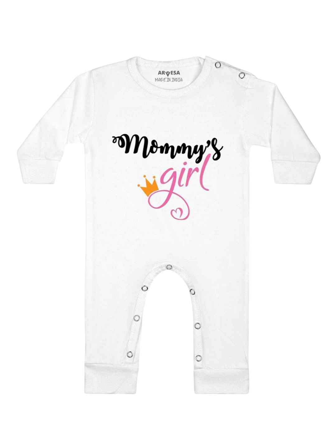 

Arvesa Kids Mommy Girl Printed Baby Romper, White